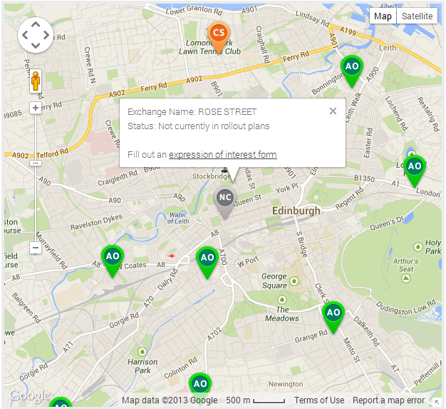 OpenReach map search and result